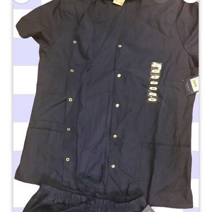 XS Cherokee skirt with button up top navy blue